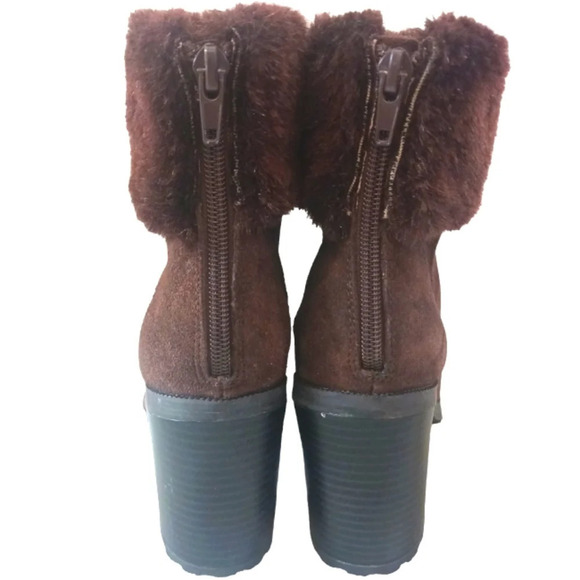 HALSTON | Vintage 1990s Cindy brown suede and faux fur boots - Picture 7 of 12